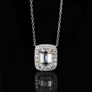 White Emerald Cut Diamond Pendant