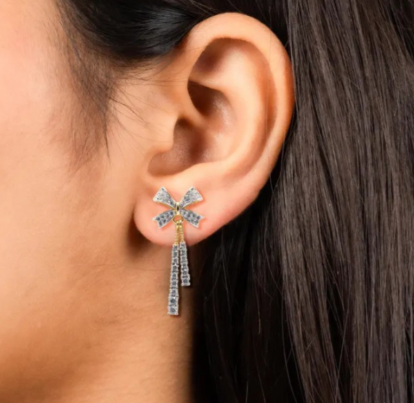 Bow Shape Diamond Drop Earring's