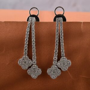 Long Round Cut Diamond Earring's