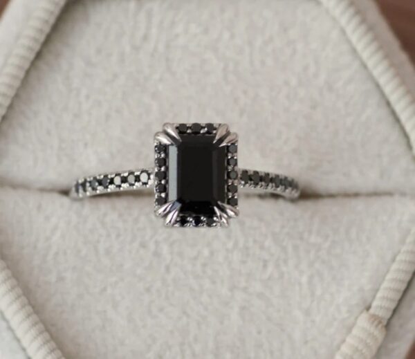 Black Moissanite diamond ring