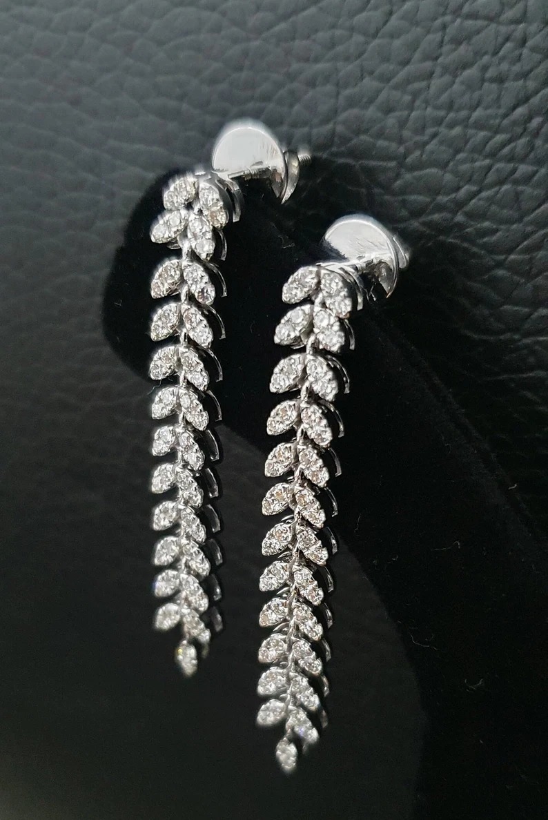 Moissanite Diamond Leaf Earring's