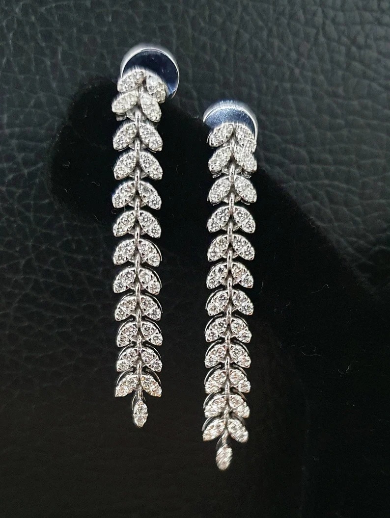 Moissanite Diamond Leaf Earring's