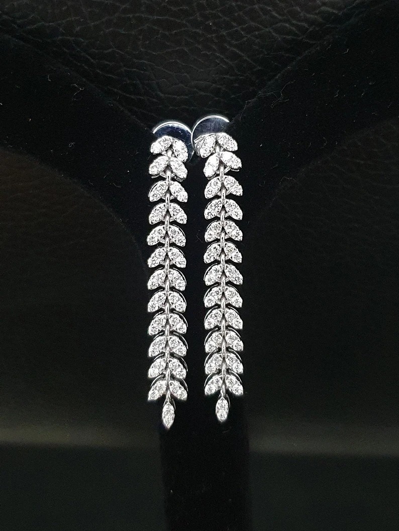 Moissanite Diamond Leaf Earring's