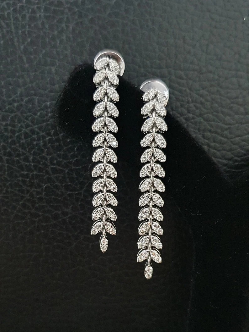 Moissanite Diamond Leaf Earring's