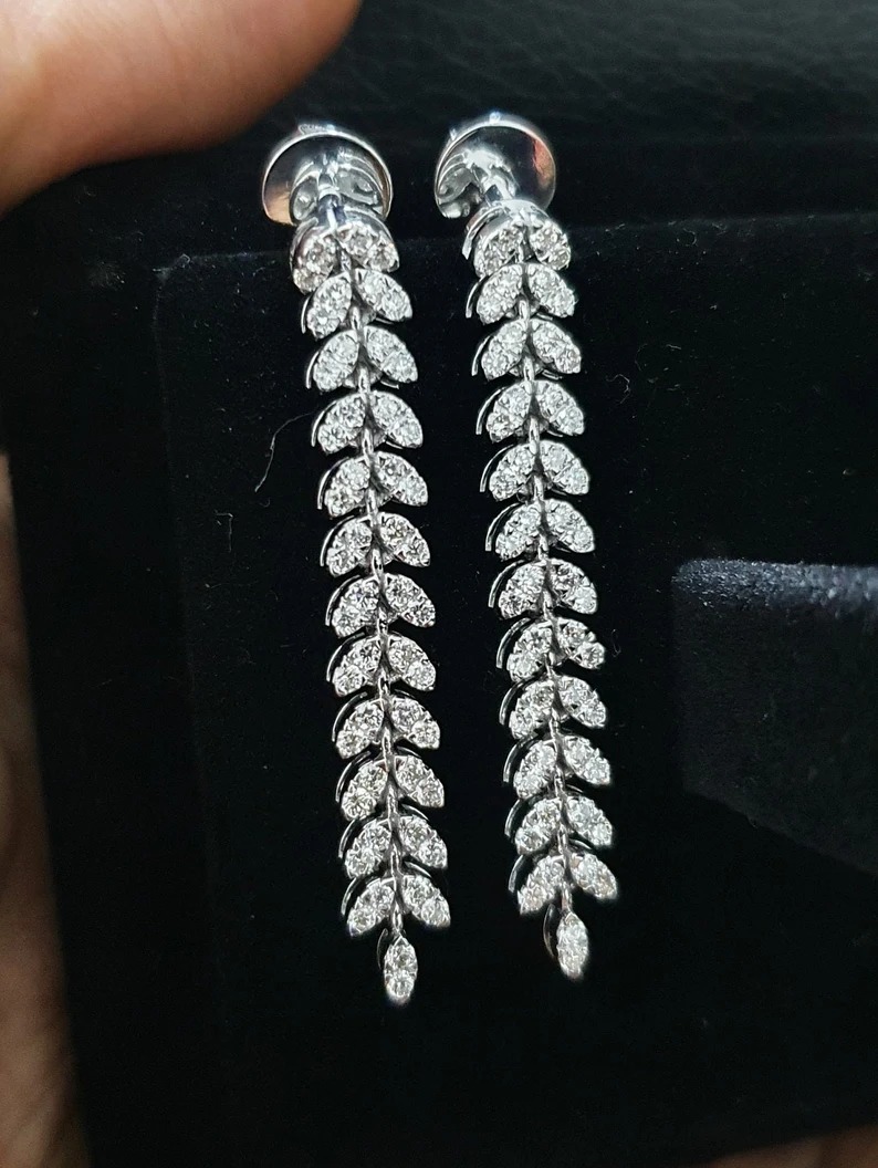 Moissanite Diamond Leaf Earring's