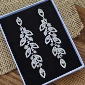 Marquise, Round Diamond Long Earrings