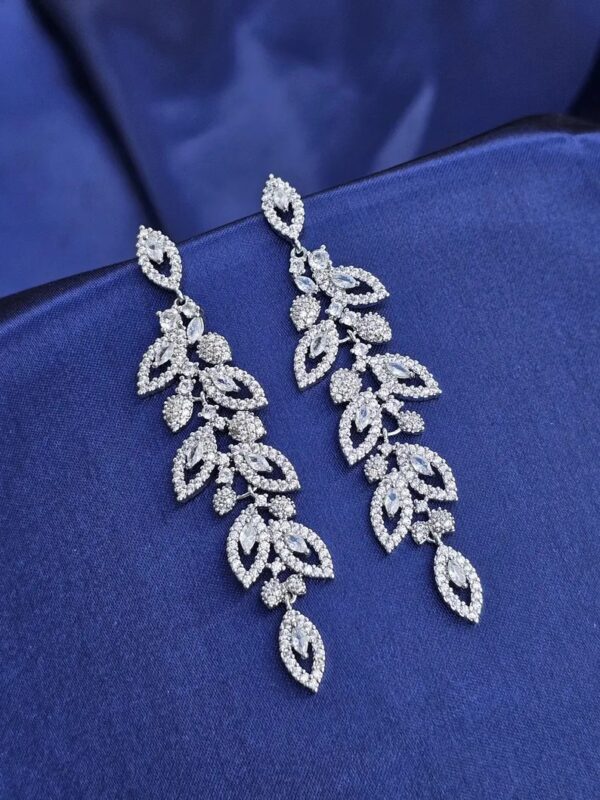Marquise, Round Diamond Long Earrings