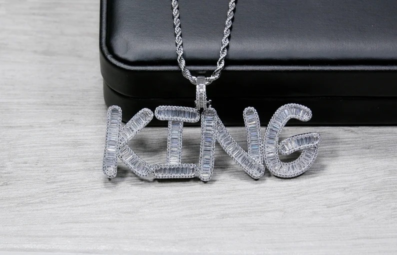 Iced out King hip hop pendant
