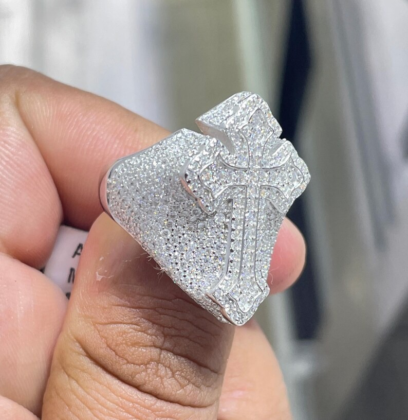 Iced Out Cross Diamond Ring
