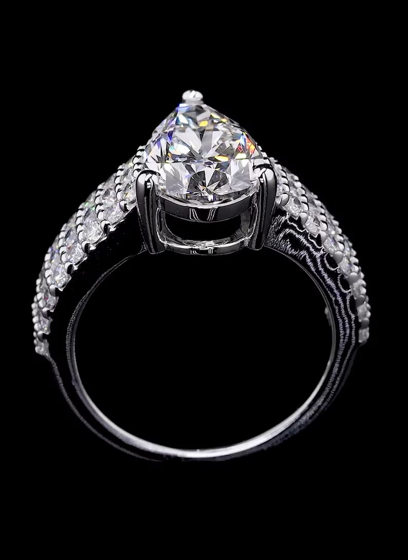 Pear Shape Moissanite Diamond Ring