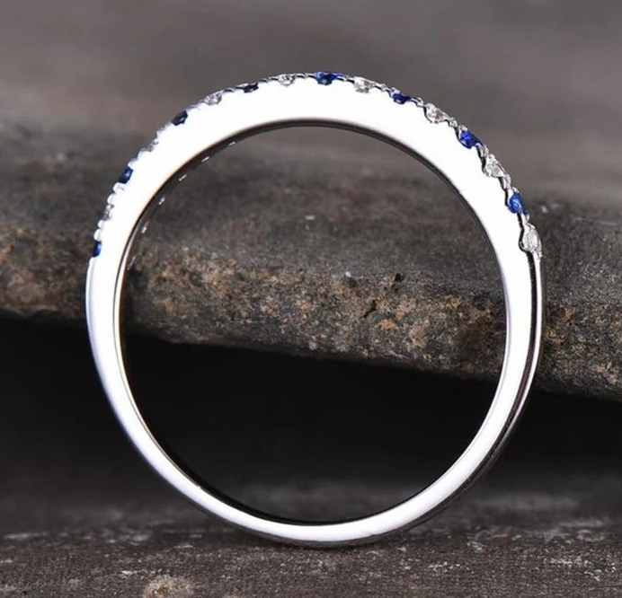 Moissanite & Blue Sapphire Ring