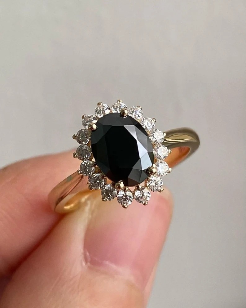Black & White Moissanite Ring