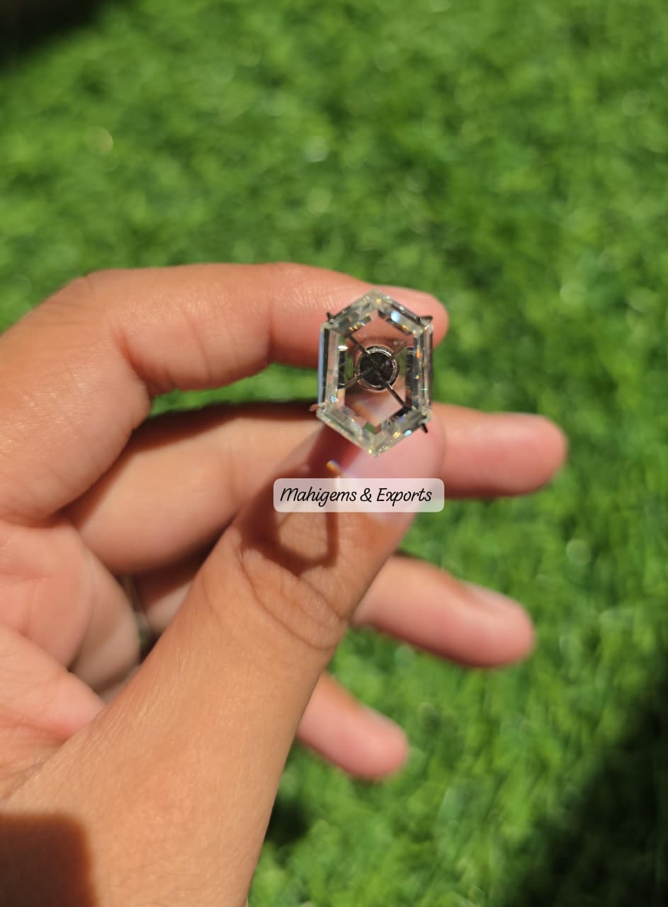 White Portrait Hexagon Moissanite