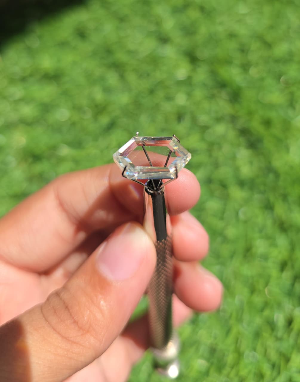 White Portrait Hexagon Moissanite