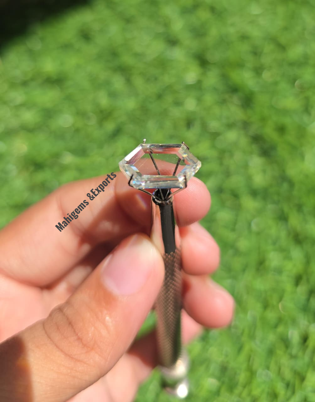 White Portrait Hexagon Moissanite