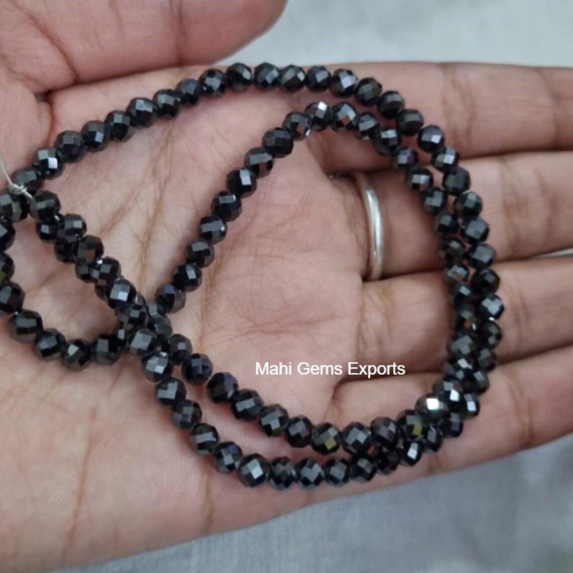Black Moissanite Round Beads