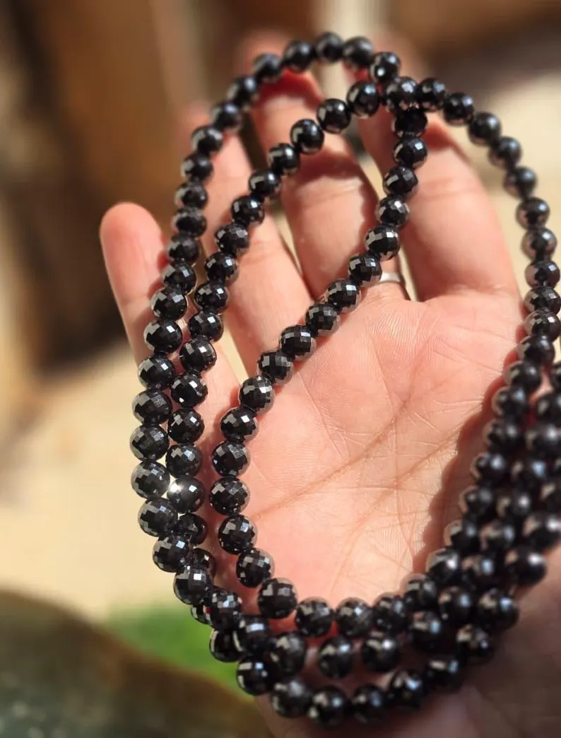 6.50 MM Black Moissanite Beads