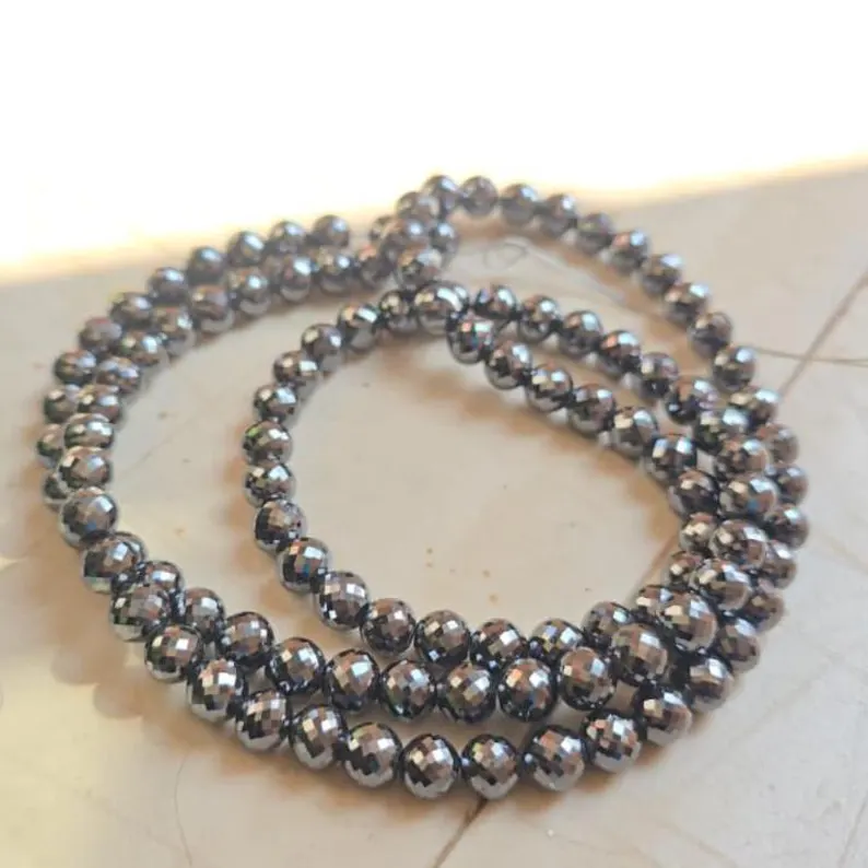 6.50 MM Black Moissanite Beads