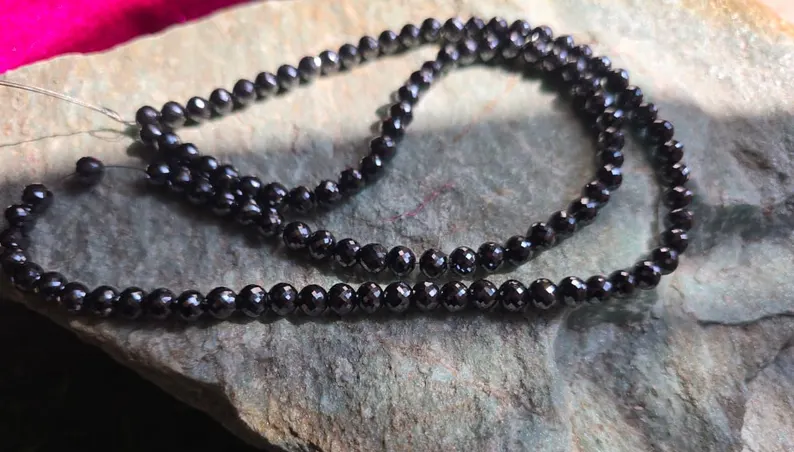 6.50 MM Black Moissanite Beads
