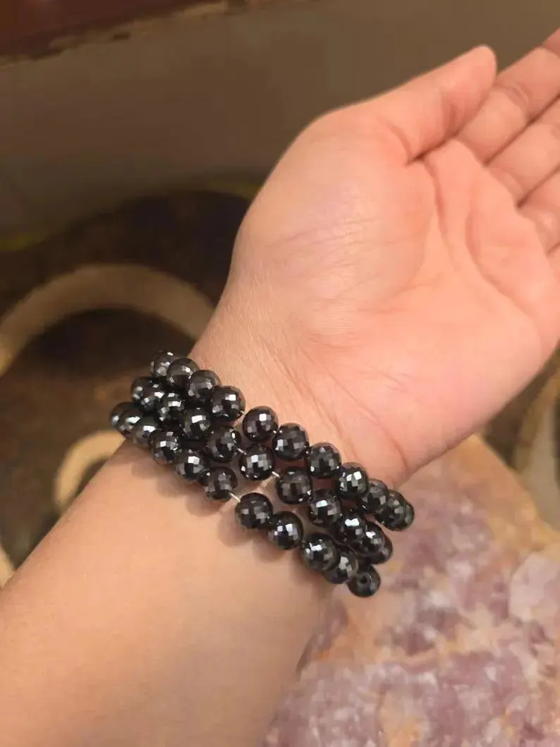 Black Round Cut Moissanite Beads
