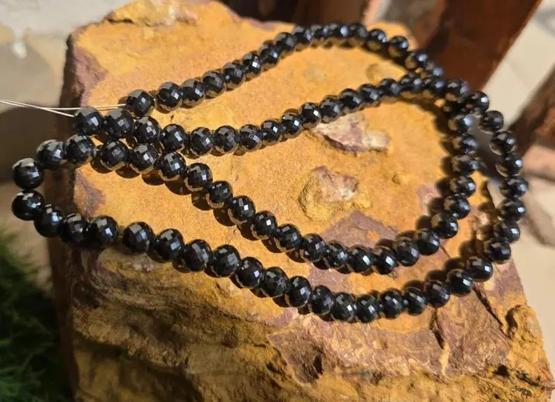 Black Round Cut Moissanite Beads