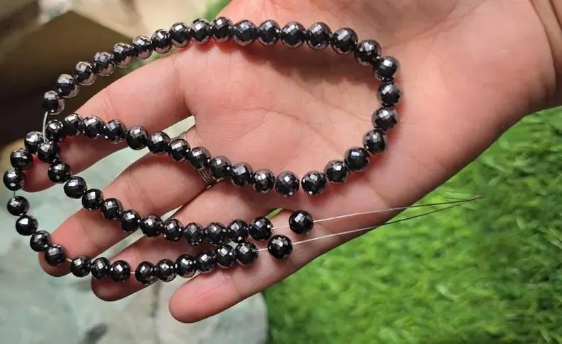 Black Round Cut Moissanite Beads
