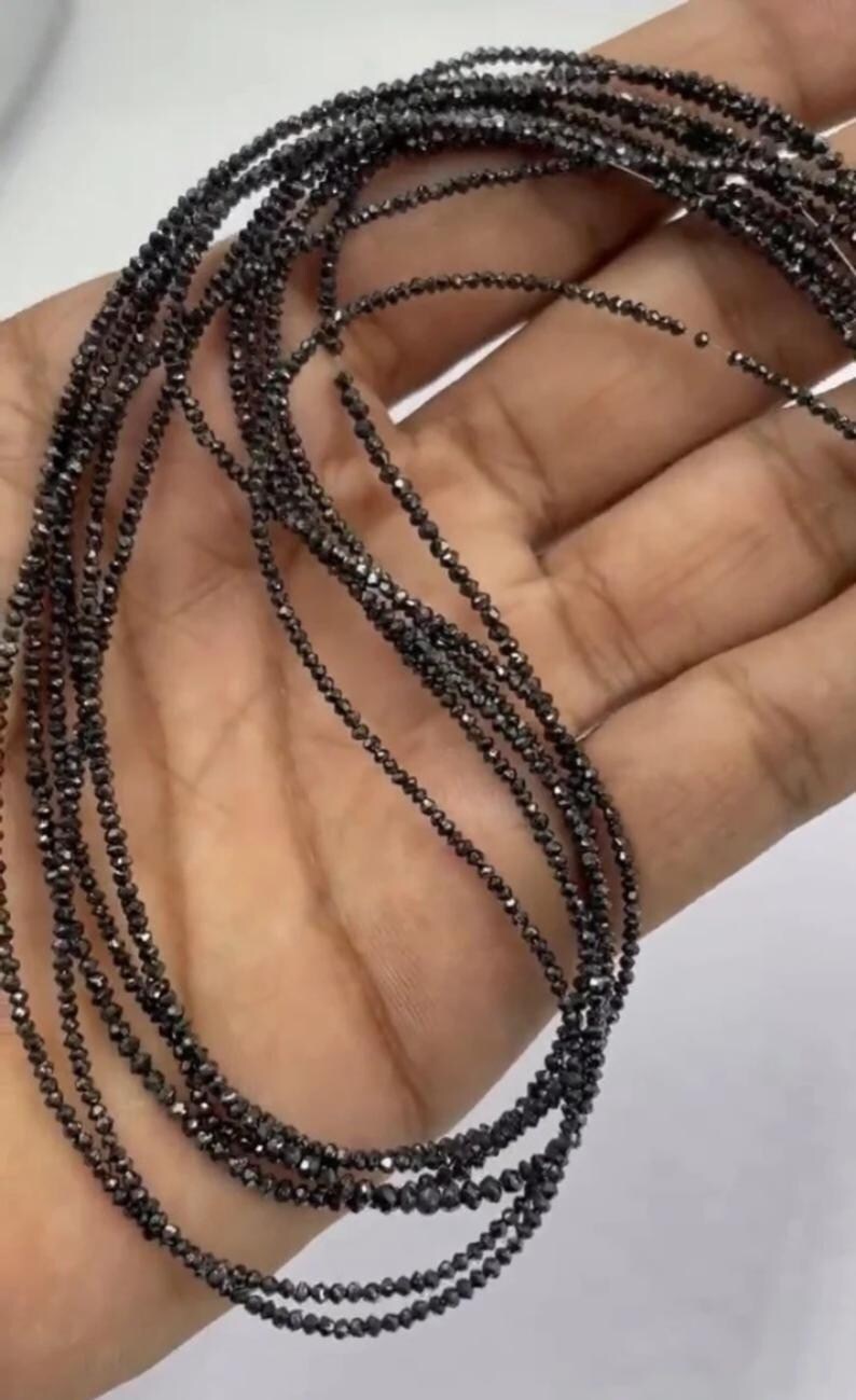 2 MM Black Moissanite Beads