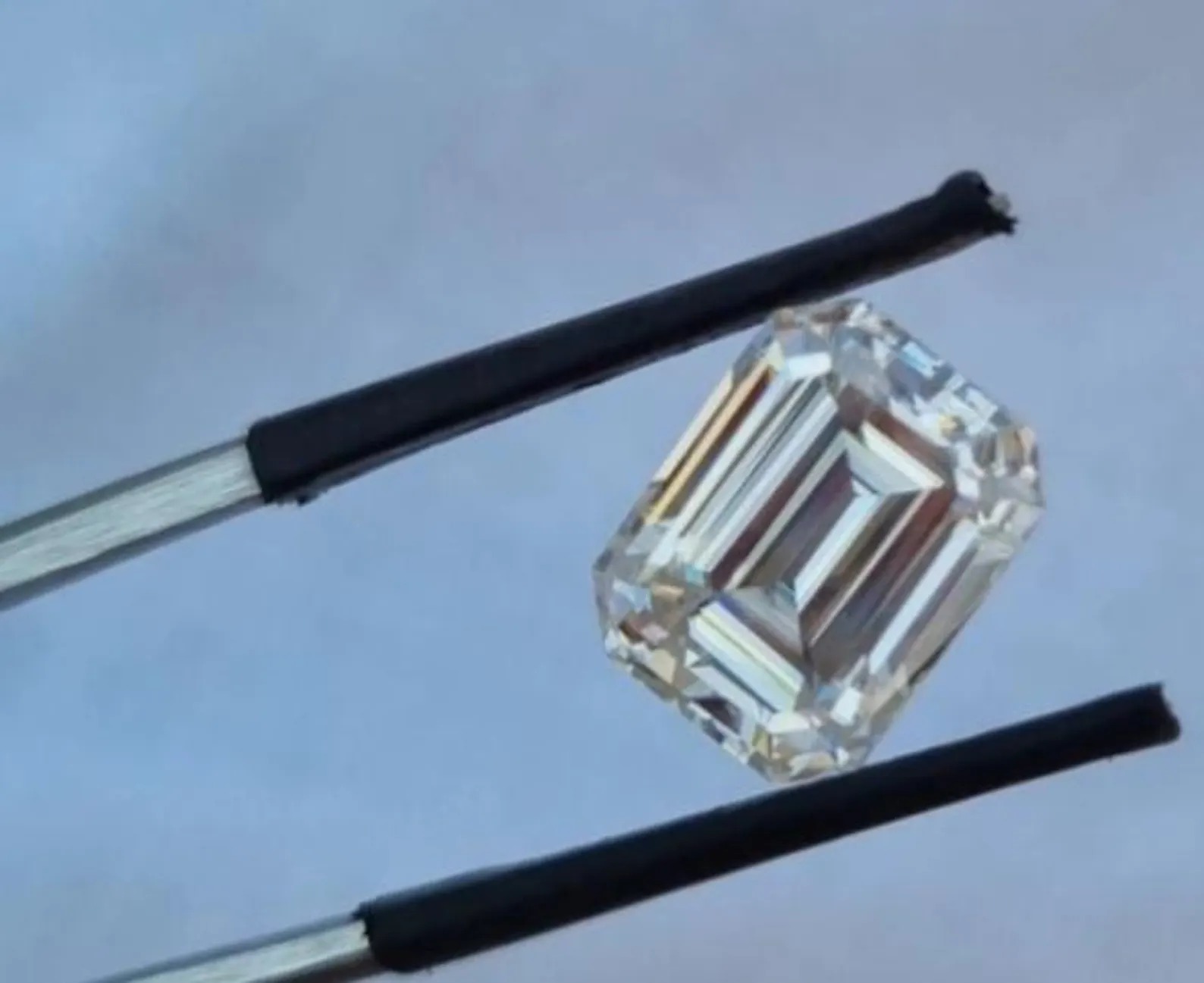 White Emerald Cut Moissanite