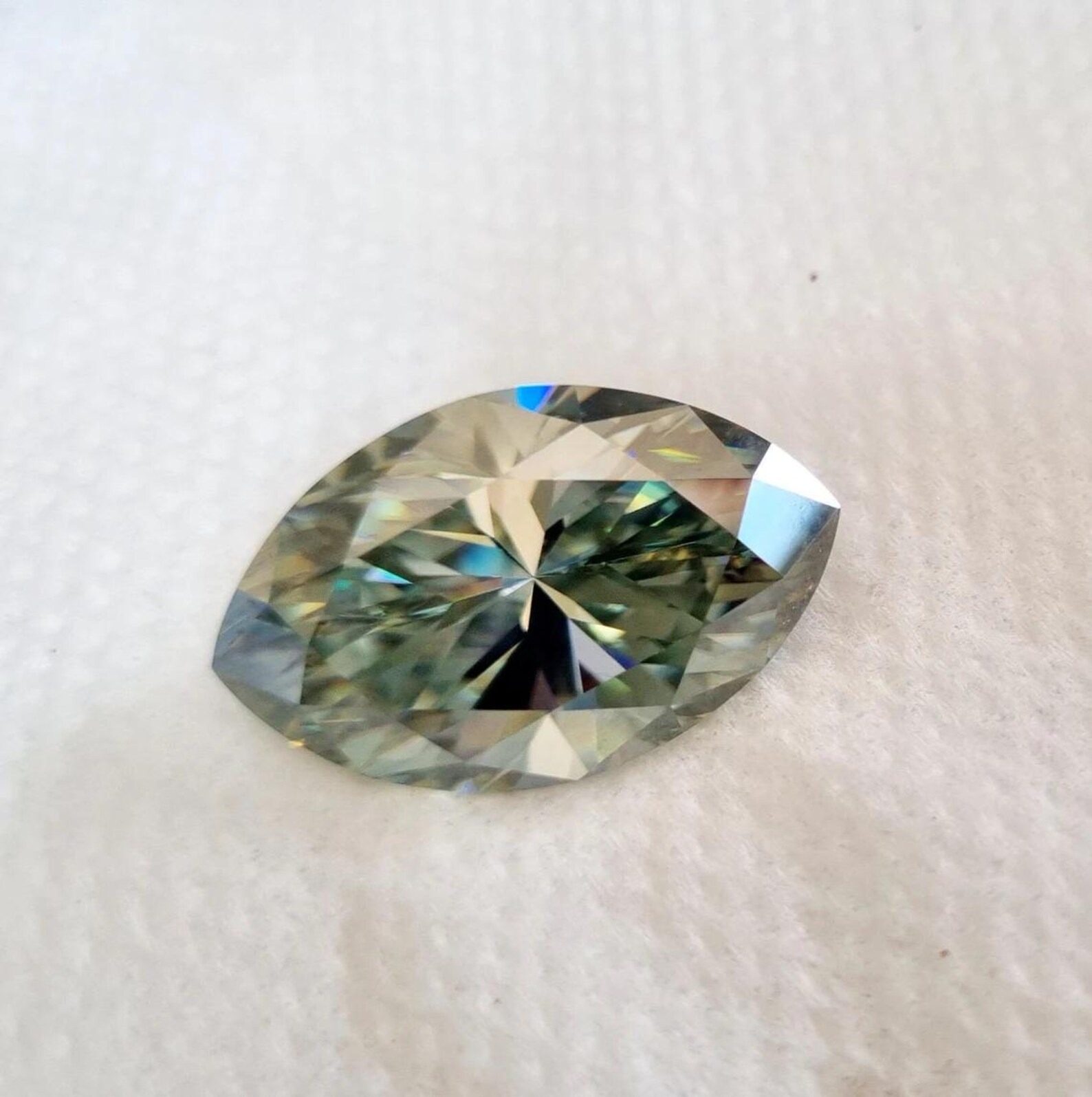 Marquis Cut Green Moissanite