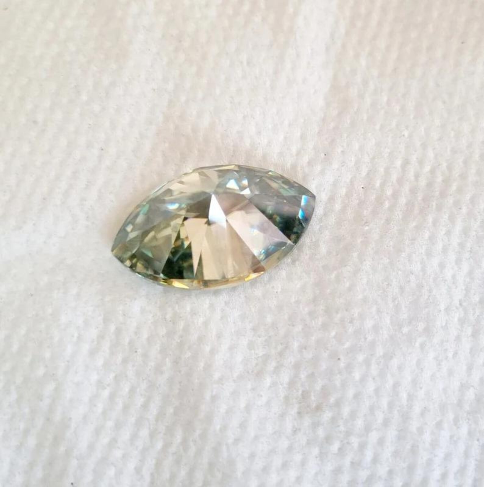 Marquis Cut Green Moissanite