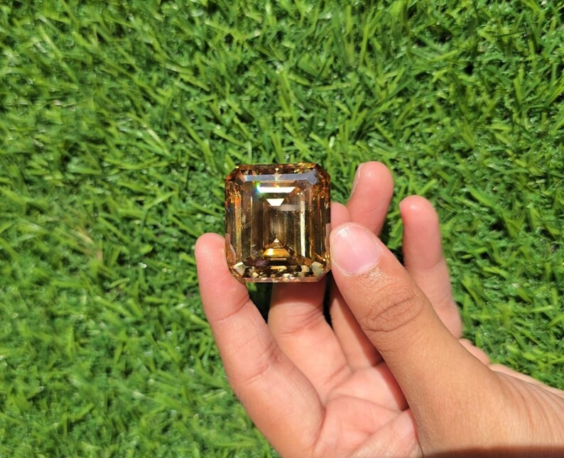 Champagne Emerald Cut Moissanite