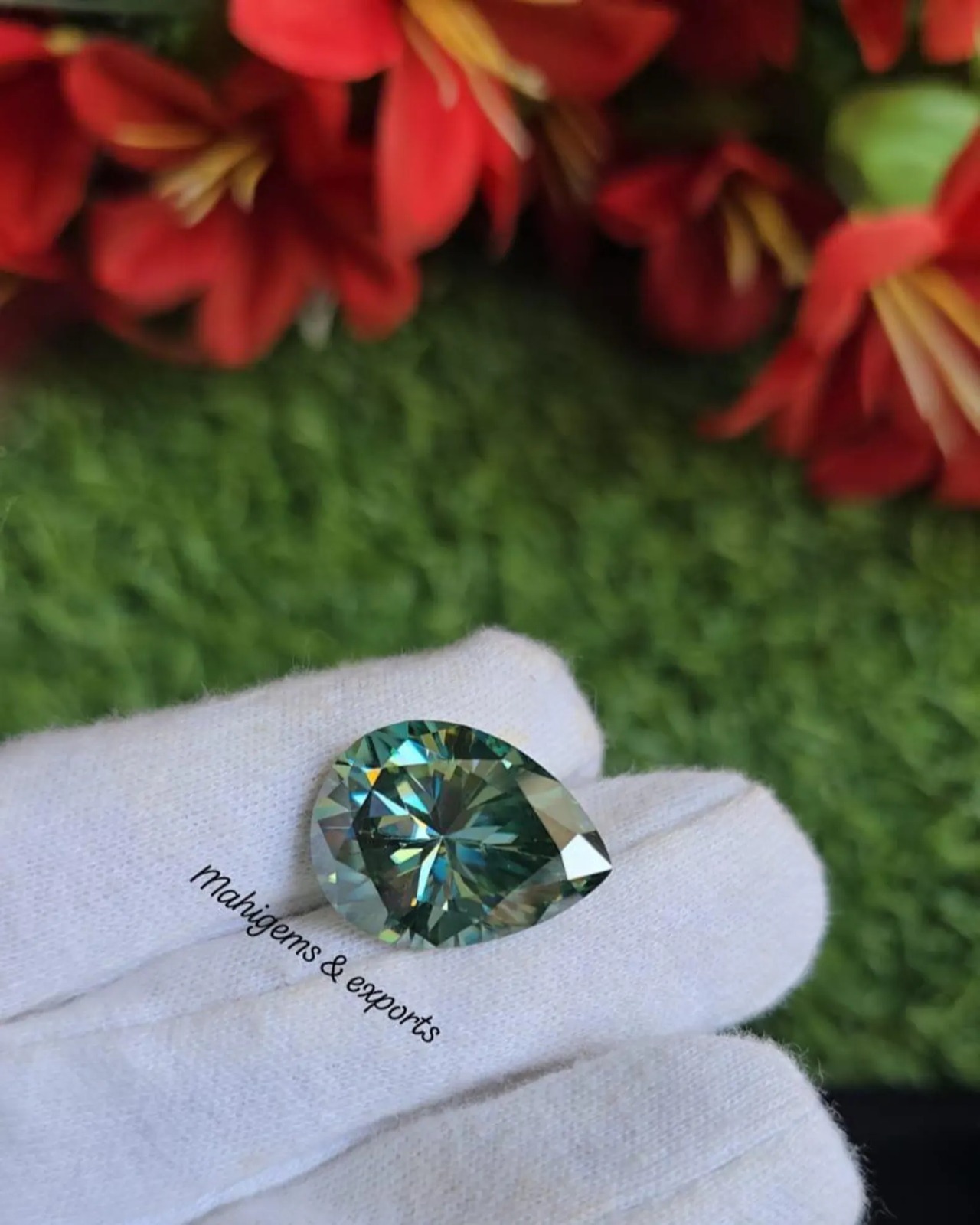 Blue Pear Shape Moissanite