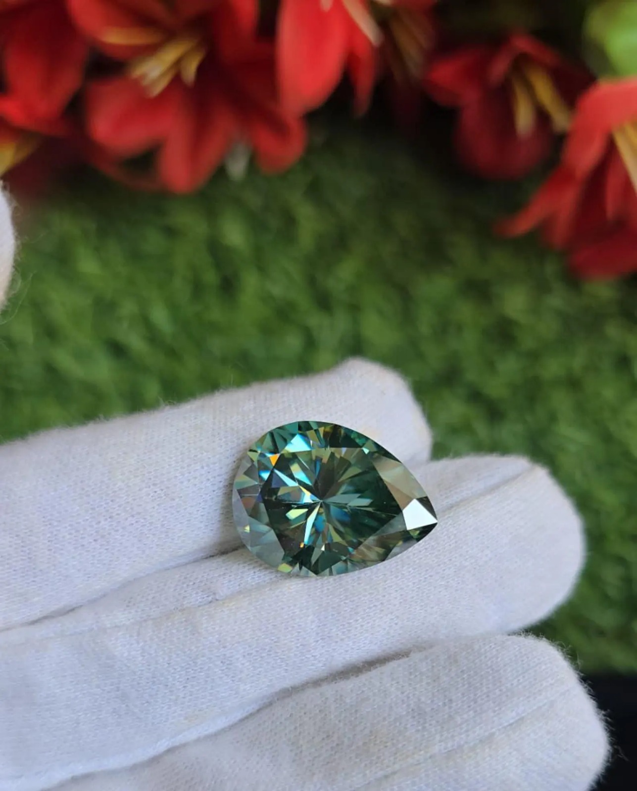 Blue Pear Shape Moissanite