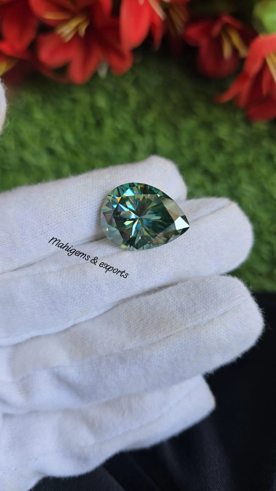 Blue Pear Shape Moissanite