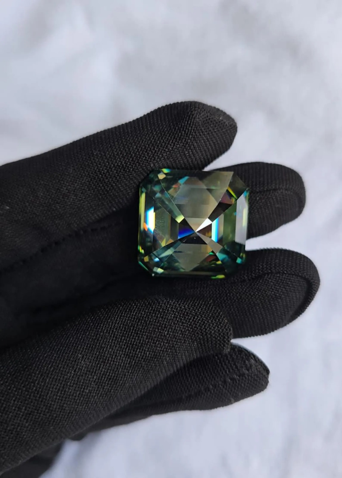 Blue Asscher Cut Moissanite