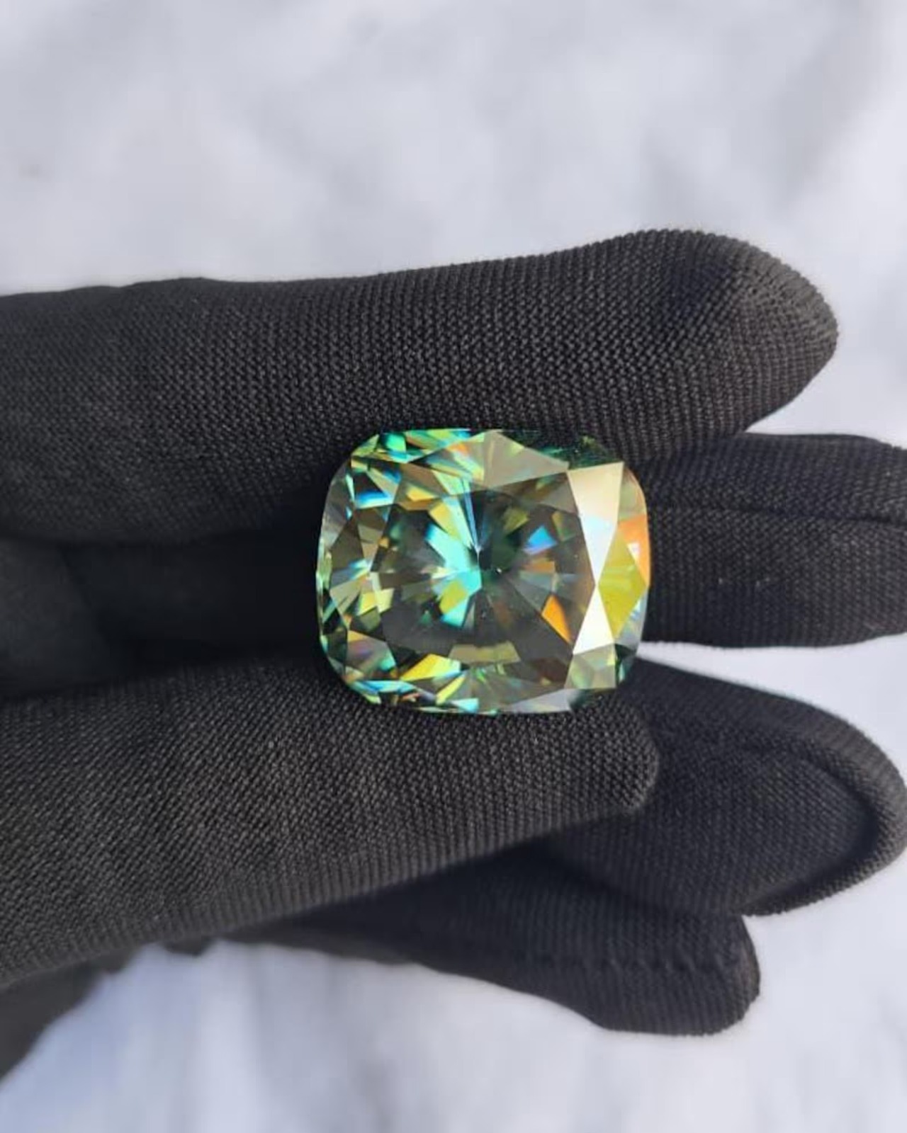 Blue Cushion Cut Moissanite