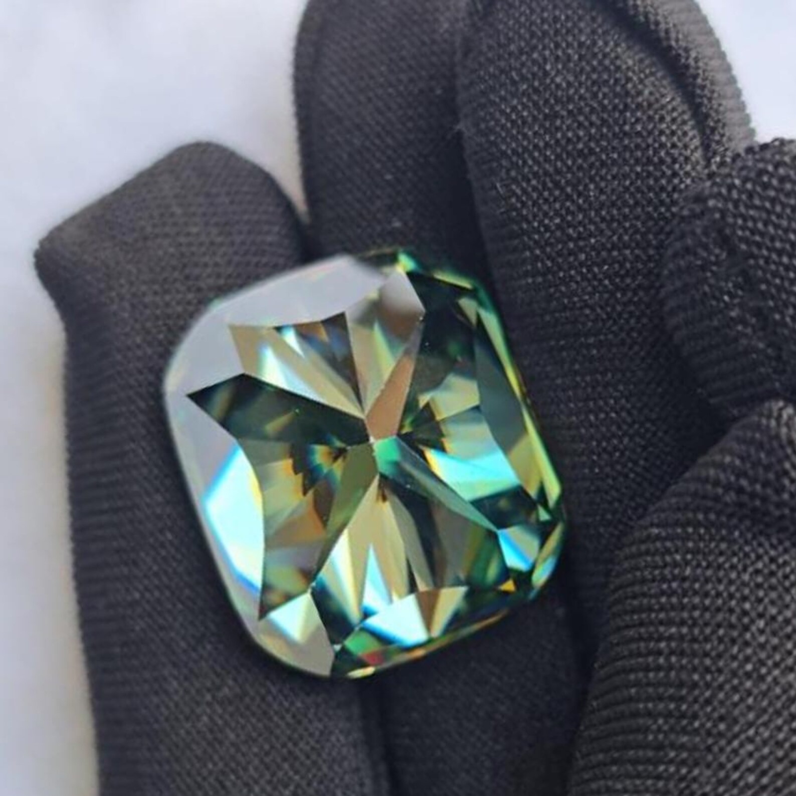 Blue Cushion Cut Moissanite