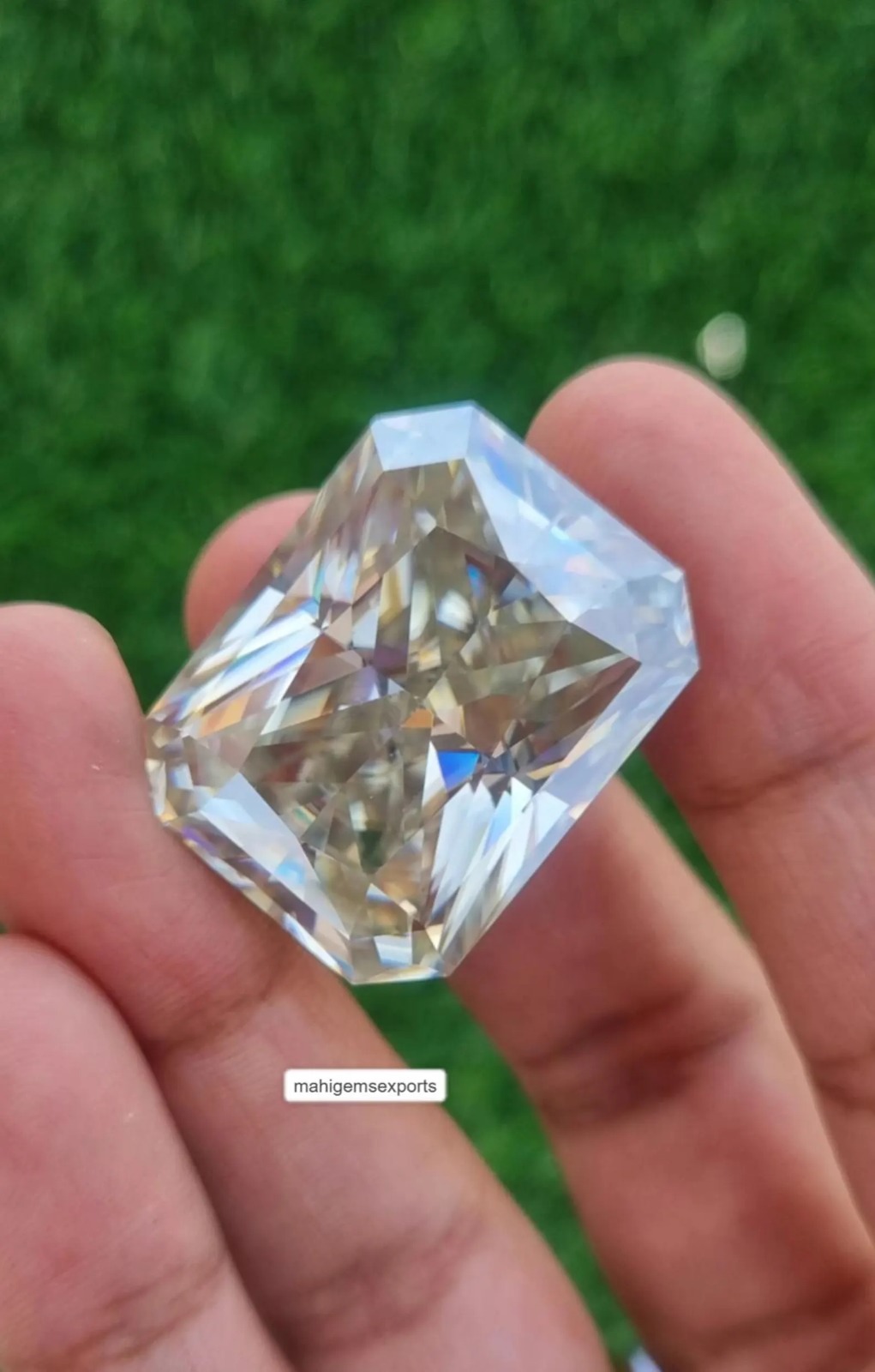 Off White Radiant Cut Moissanite