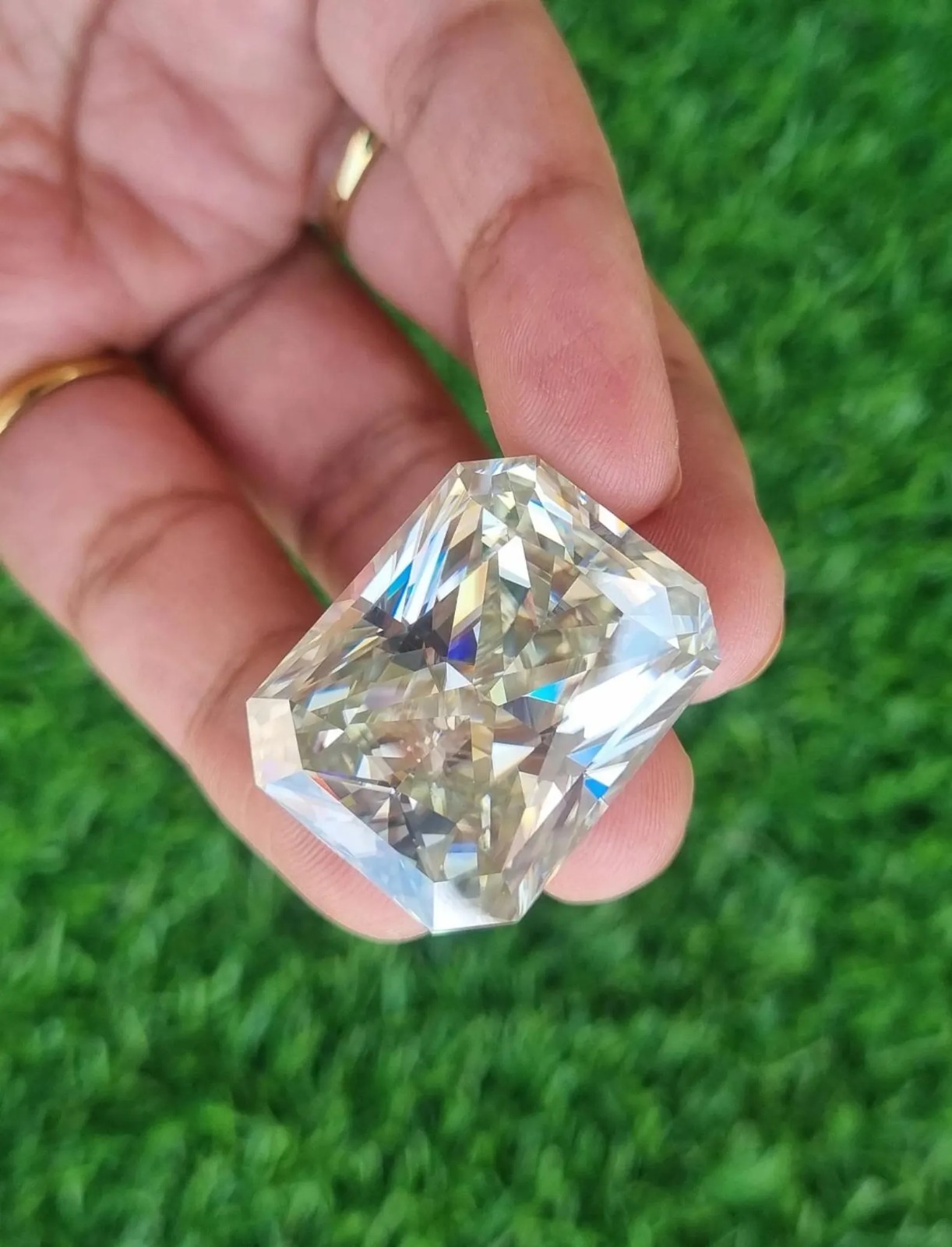 Off White Radiant Cut Moissanite
