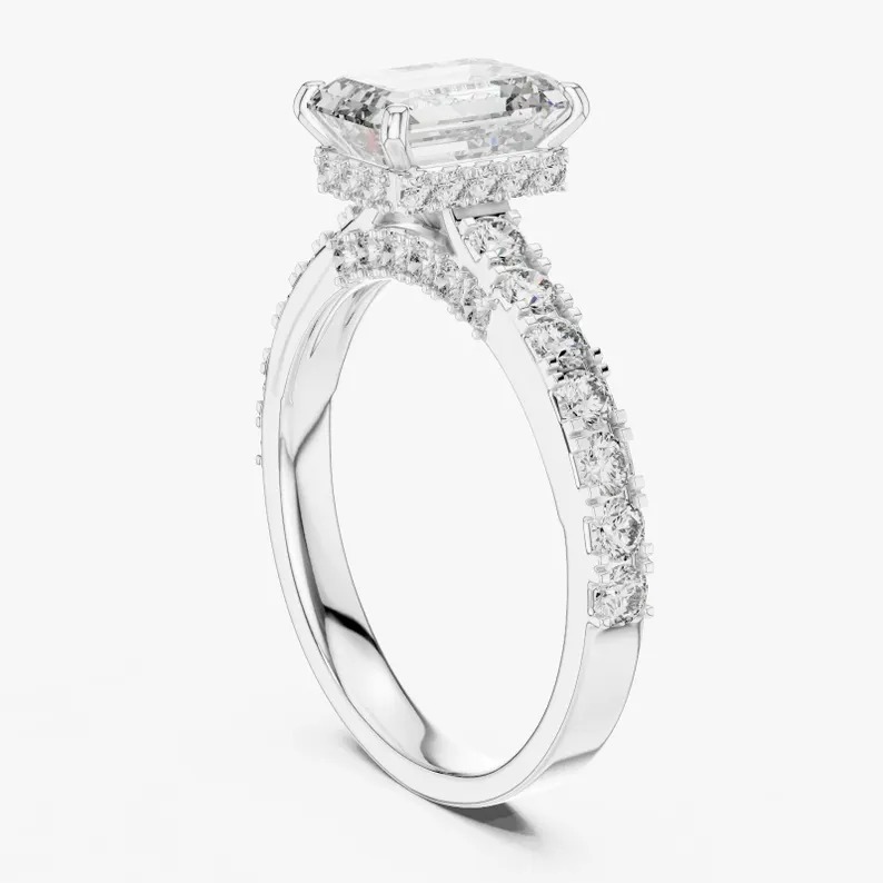 Emerald Cut Moissanite Ring