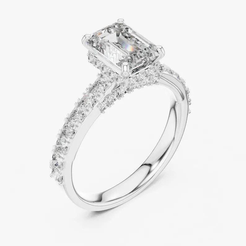 Emerald Cut Moissanite Ring