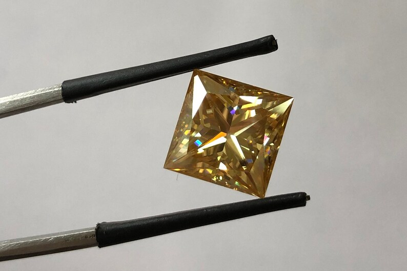 Yellow Princess Cut Moissanite