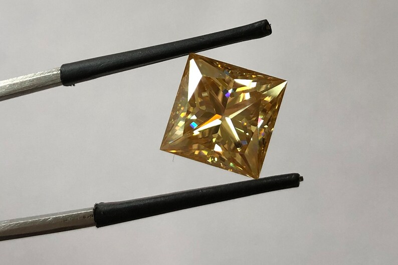 Yellow Princess Cut Moissanite