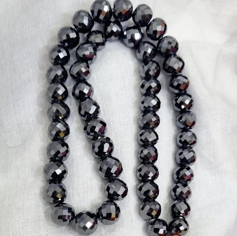 9-10 MM Black Moissanite Beads