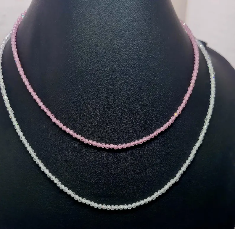 Pink _White Zircon Gemsstone Beads
