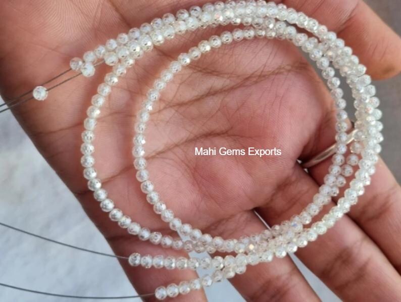 3.50 MM White Moissanite Beads
