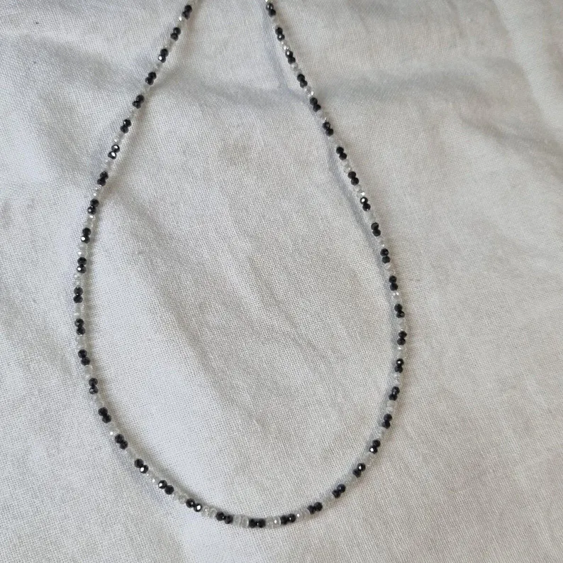2 MM Black & White Moissanite Beads