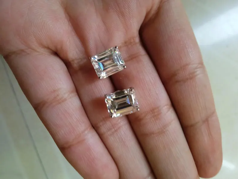 Emerald Cut Moissanite Earrings