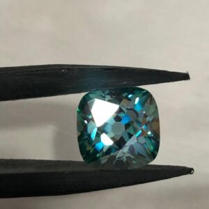 Blue Cushion Cut Moissanite