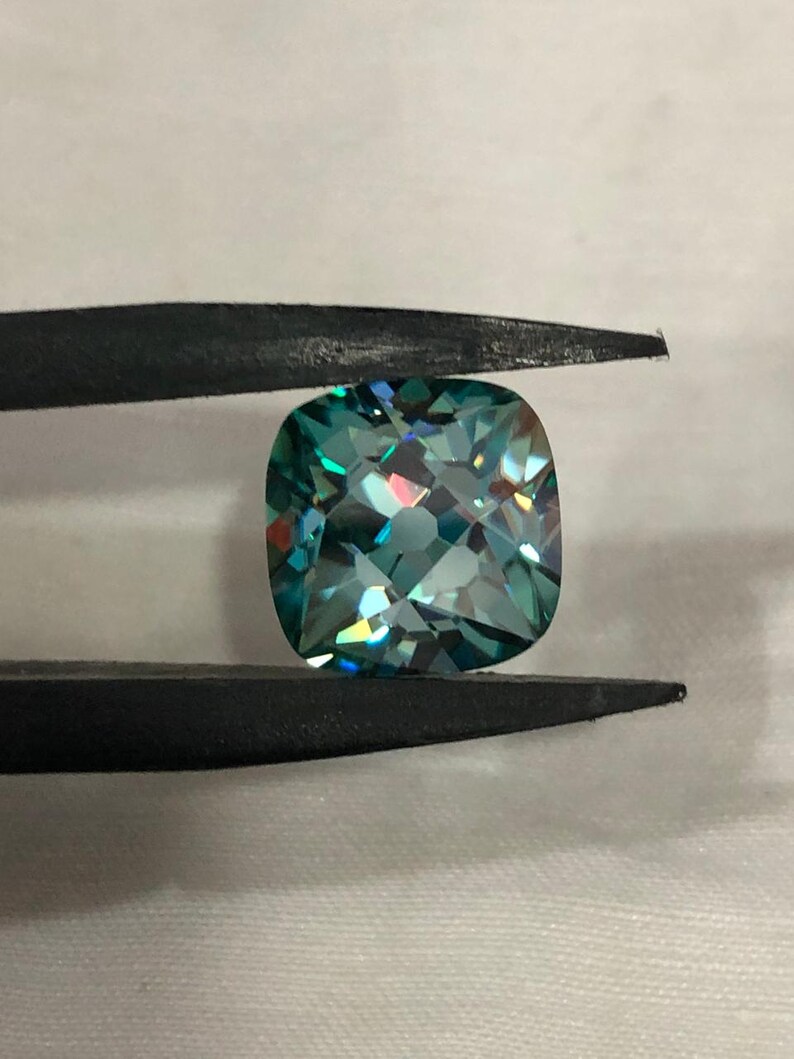 Blue Cushion Cut Moissanite